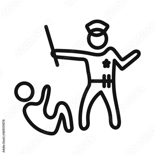 Policeman beating Protest icon mark in filled style