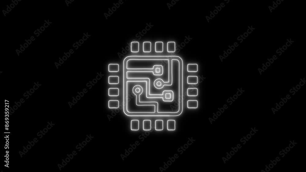 Processor Icon - Animated Linear Symbol, Isolated on Black, 4K Ultra HD Motion Graphic Animation Processor Icon - Animated Linear Symbol, Isolated on Black, 4K Ultra HD Motion Graphic Animation