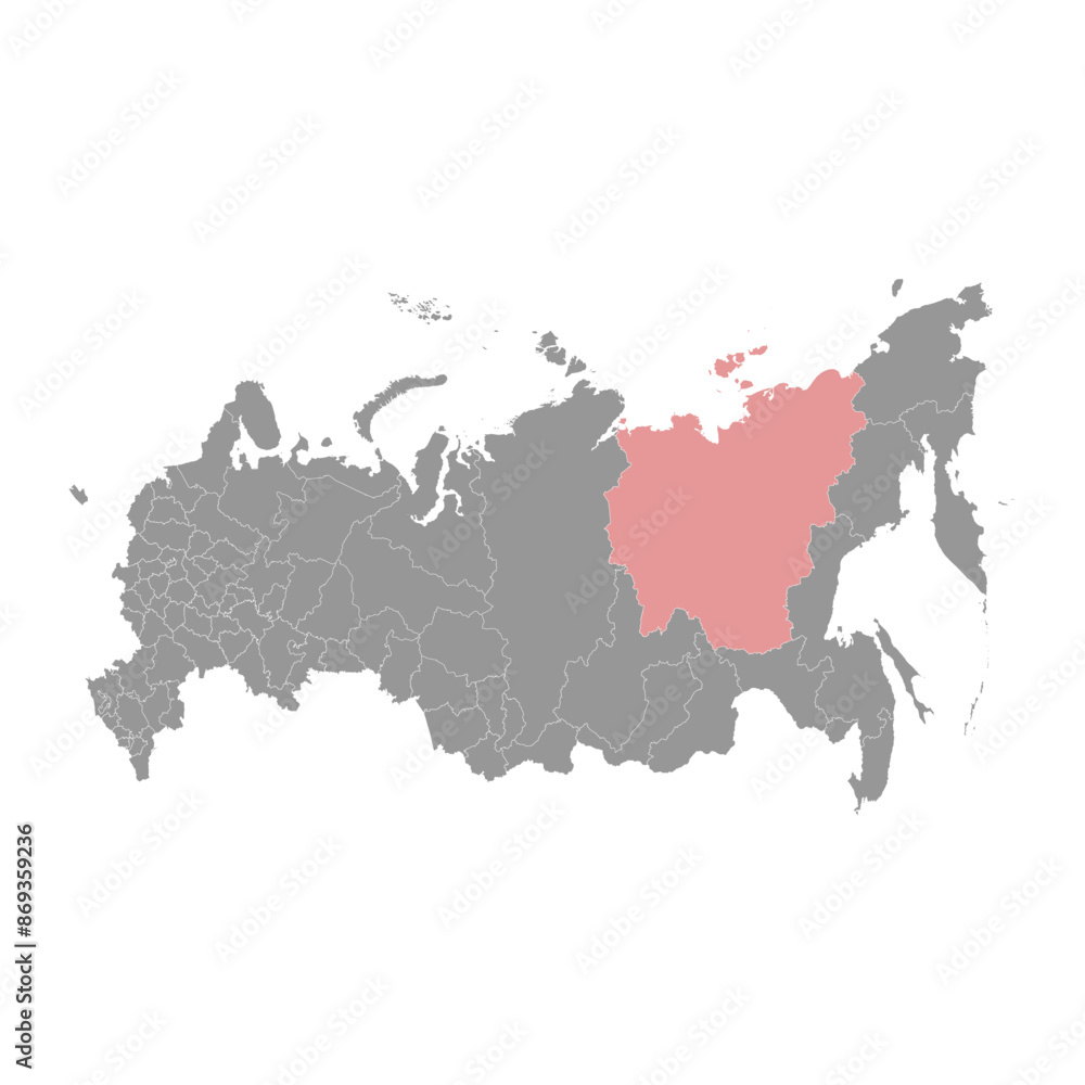 Sakha map, administrative division of Russia. Vector illustration. Sakha map, administrative division of Russia. Vector illustration.