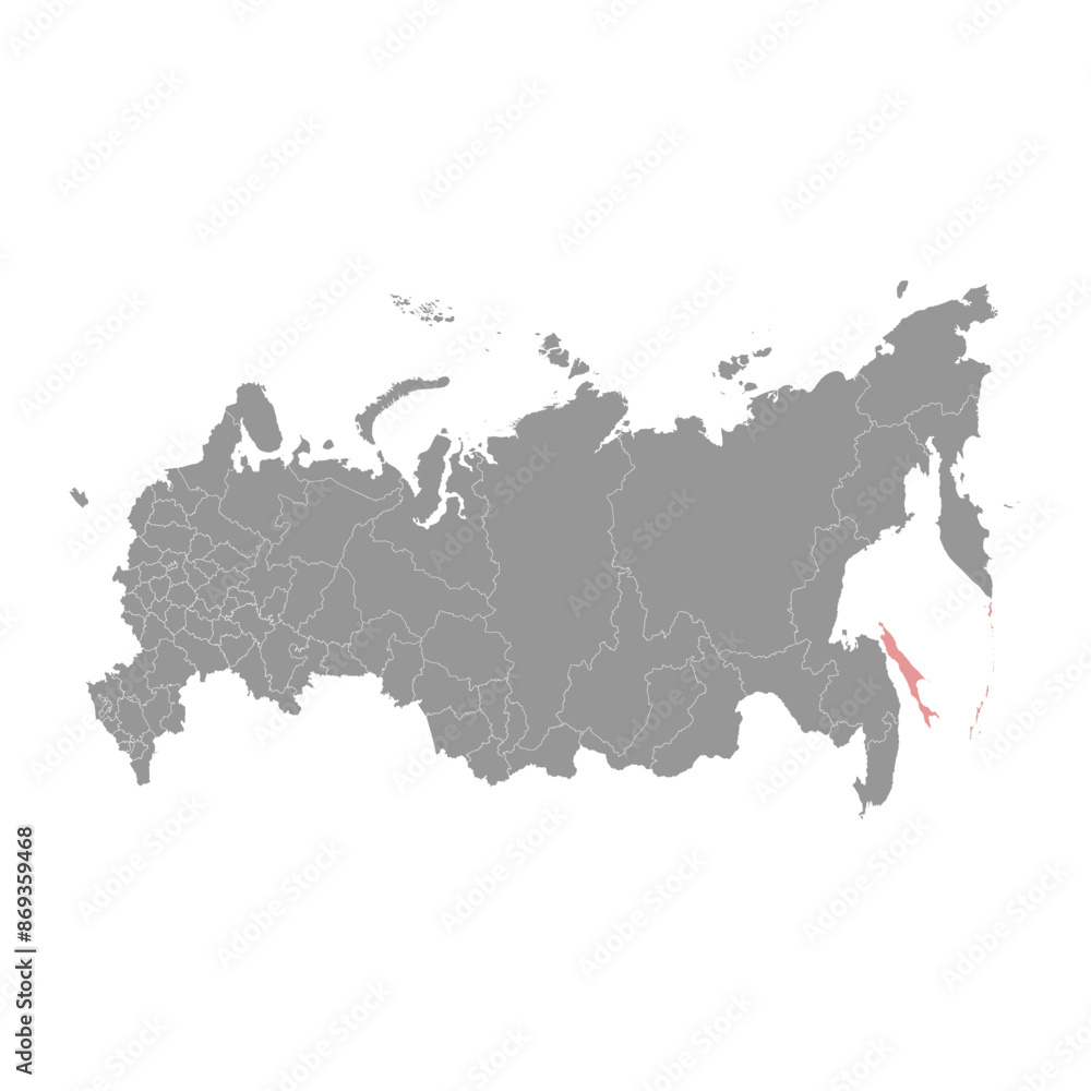 Obraz premium Sakhalin Oblast map, administrative division of Russia. Vector illustration.