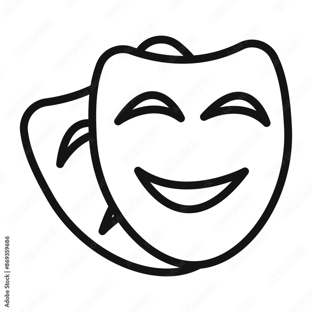 Theatrical mask icon mark in filled style Theatrical mask icon mark in filled style