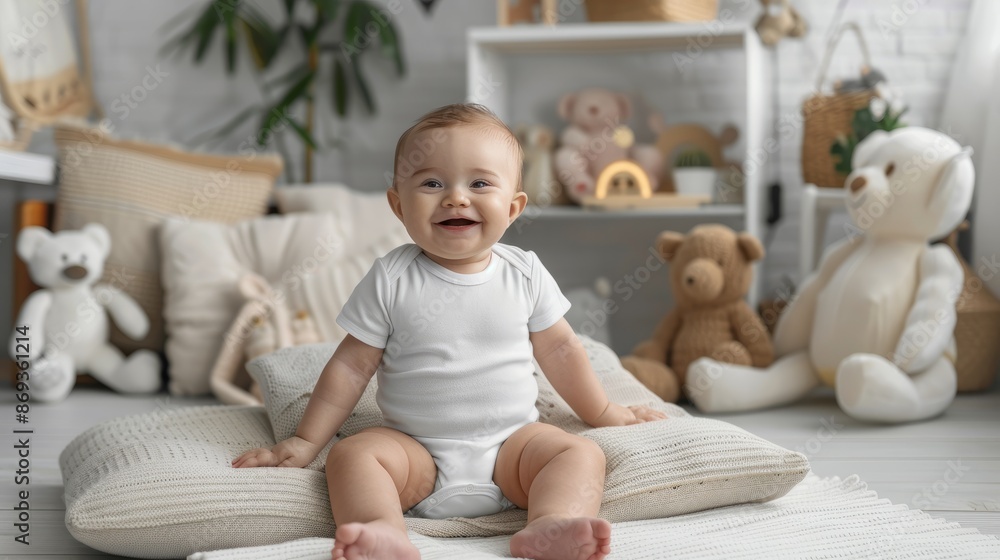 Cute Baby Onesie Mockup with Beautiful Toys in Hyper Detailed Styled Photography Cute Baby Onesie Mockup with Beautiful Toys in Hyper Detailed Styled Photography