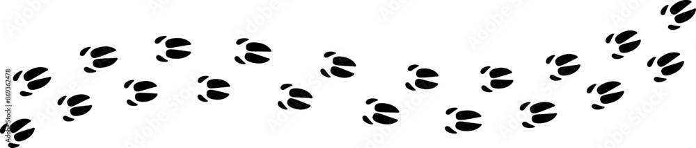 Paw vector foot trail print. Pattern animal tracks isolated on white background. Black silhouette of a paw print, isolated vector icon Illustration. Paw vector foot trail print. Pattern animal tracks isolated on white background. Black silhouette of a paw print, isolated vector icon Illustration.