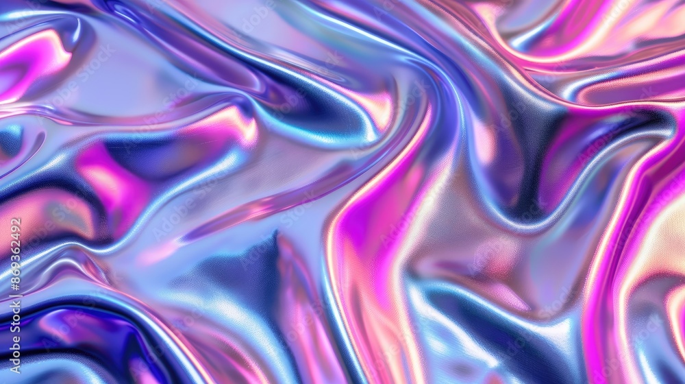 Iridescent chrome wavy gradient cloth fabric abstract background, ultraviolet holographic texture. Iridescent chrome wavy gradient cloth fabric abstract background, ultraviolet holographic texture.