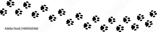 Paw vector foot trail print. Pattern animal tracks isolated on white background. Black silhouette of a paw print, isolated vector icon Illustration.