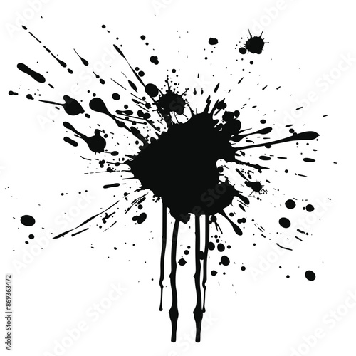 Grunge black ink paint splash illustration vector design