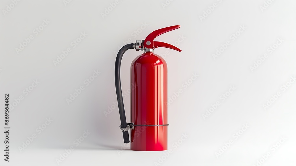 Fototapeta premium Fire extinguisher, simple background, white background, high resolution, professional photograph, sharp focus, stock photography, wide-angle lens, high quality sharp focus and clear light , high