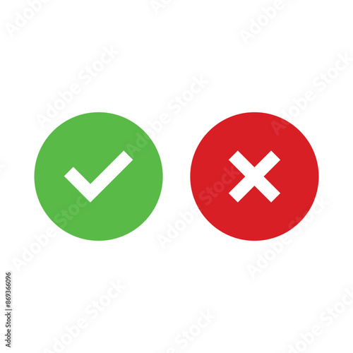 tick cross vector icons, right and wrong, check mark and cross mark