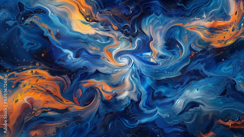 Intricate Indigo and Orange Abstract Digital Acrylic Background. Intricate Indigo and Orange Abstract Digital Acrylic Background.