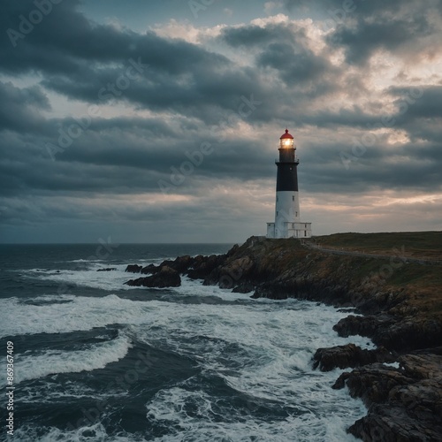 A lighthouse standing tall by the sea.

 photo