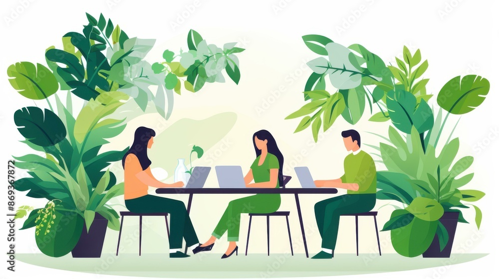 Fototapeta premium Team of professionals collaborating in modern office environment