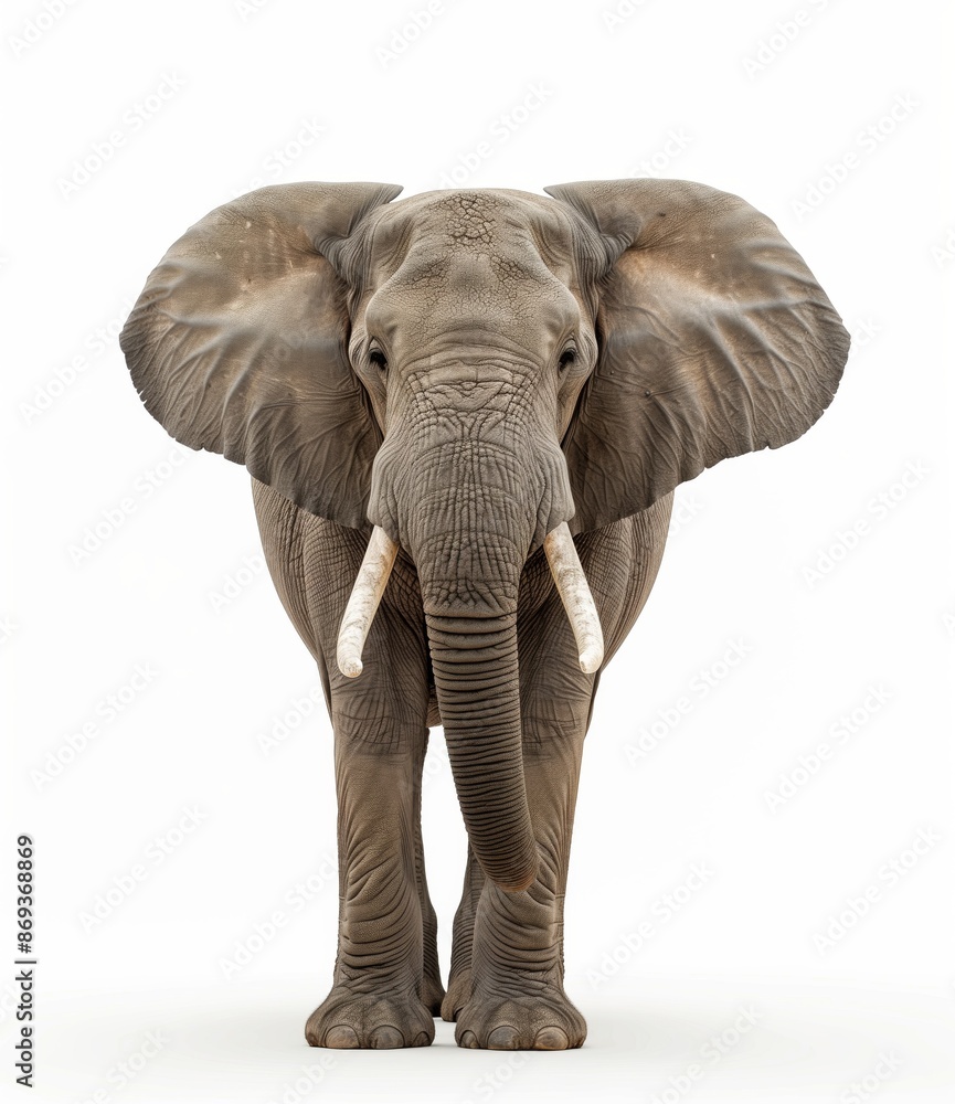 Fototapeta premium Majestic African Elephant on White Background