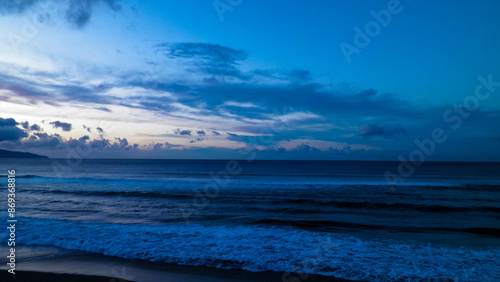 Dramatic sky over Atlantic Ocean, Ribiera Grande, Azores Islands. photo