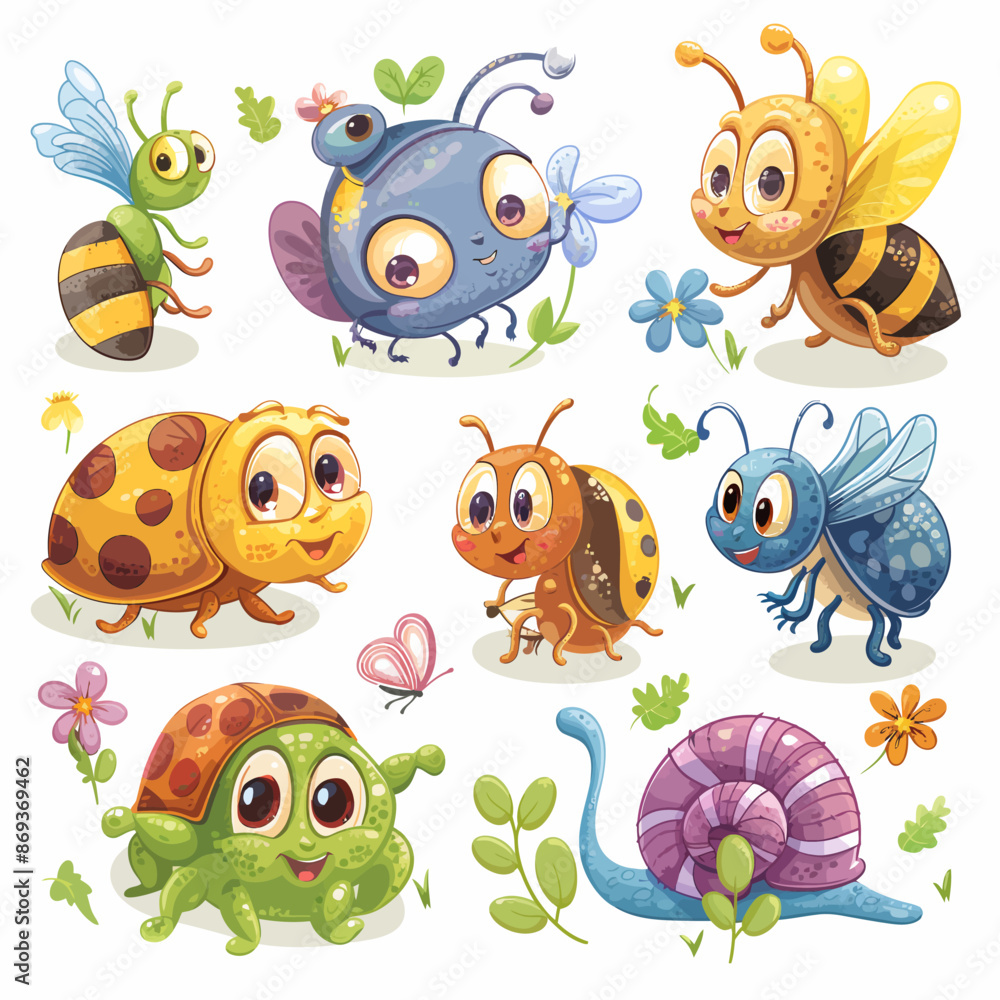 Fototapeta premium Coloured insects collection