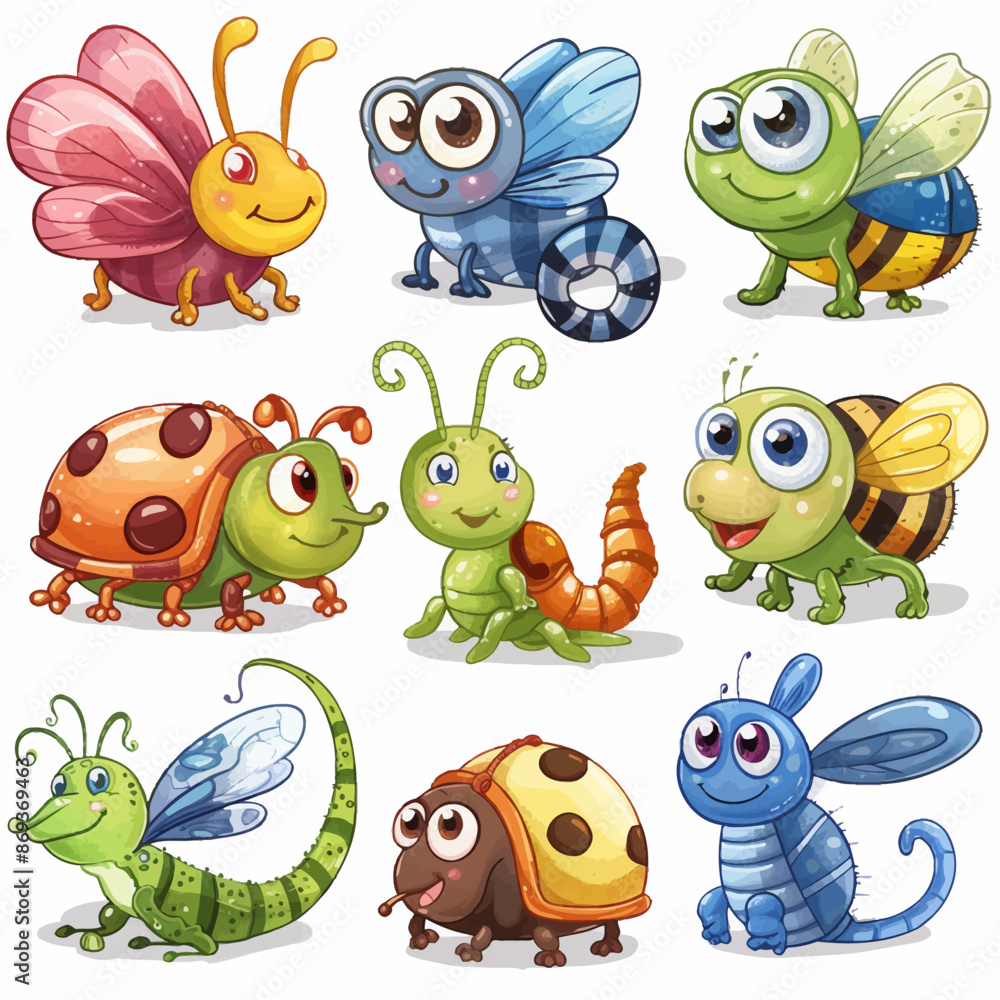 Obraz premium Coloured insects collection