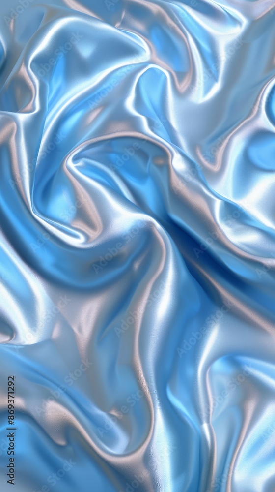 Obraz premium Glossy Satin Textile Close-up: Shimmering Light Blue