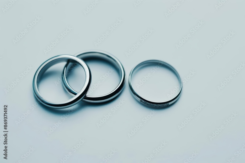 A streamlined wedding banner displaying just a pair of intertwined rings on a white surface with copy space A streamlined wedding banner displaying just a pair of intertwined rings on a white surface with copy space