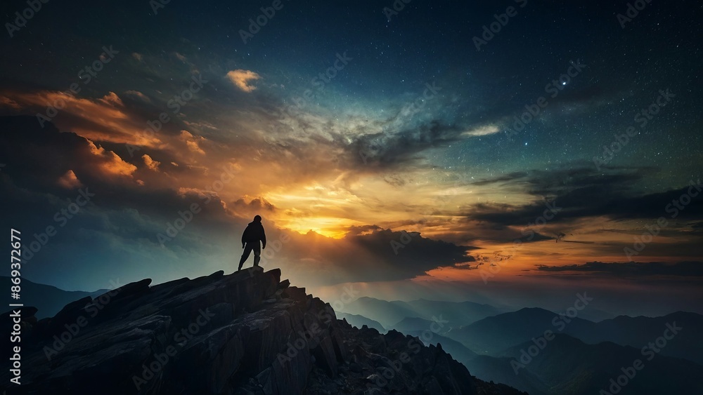 silhouette of person at peak silhouette of person at peak