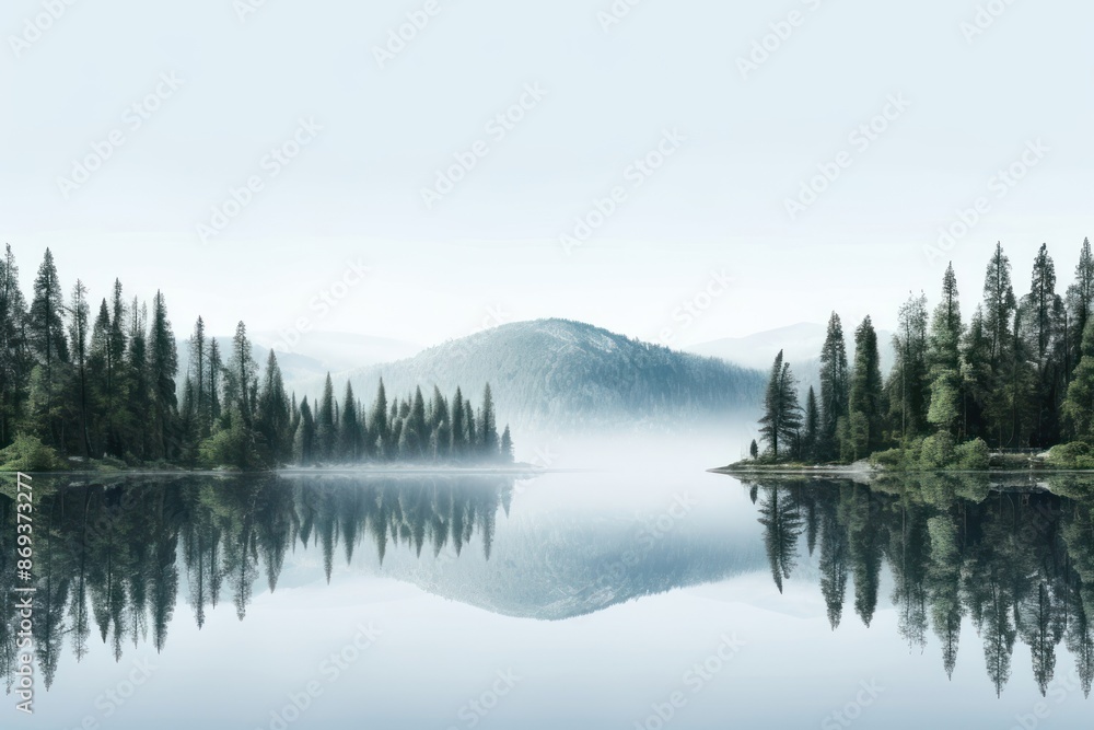 Obraz premium Lake summer season forest tree landscape.