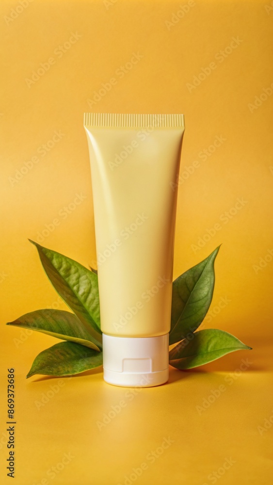 White and green tube of cream in a minimalist packaging style with White and green tube of cream in a minimalist packaging style with