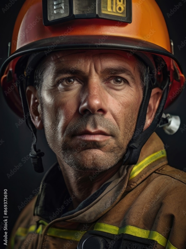 Firefighter portrait on duty Firefighter portrait on duty