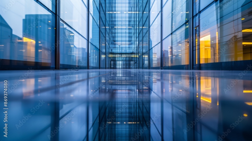 A modern glass and steel office building with a reflective floor. The sky is visible through the windows. The building is a symbol of progress and success. A modern glass and steel office building with a reflective floor. The sky is visible through the windows. The building is a symbol of progress and success.