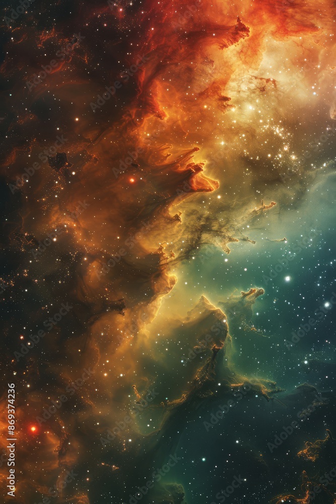 Vibrant Nebula with Stars: Cosmic Fantasy Vibrant Nebula with Stars: Cosmic Fantasy