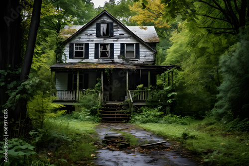 The Haunting Beauty of a Two-Story Abandoned House Worn by Time & Weather © Mitchell