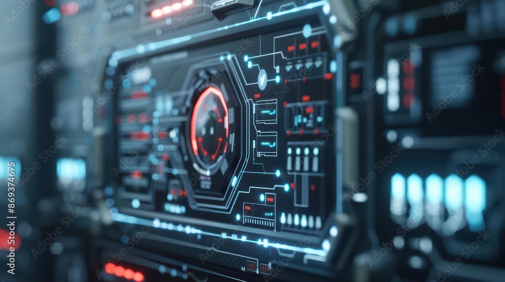 Futuristic HUD interface displaying advanced computer networks with copy space Futuristic HUD interface displaying advanced computer networks with copy space