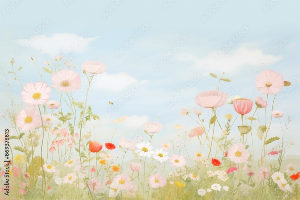 Painting of meadow in summer border backgrounds grassland outdoors. Painting of meadow in summer border backgrounds grassland outdoors.