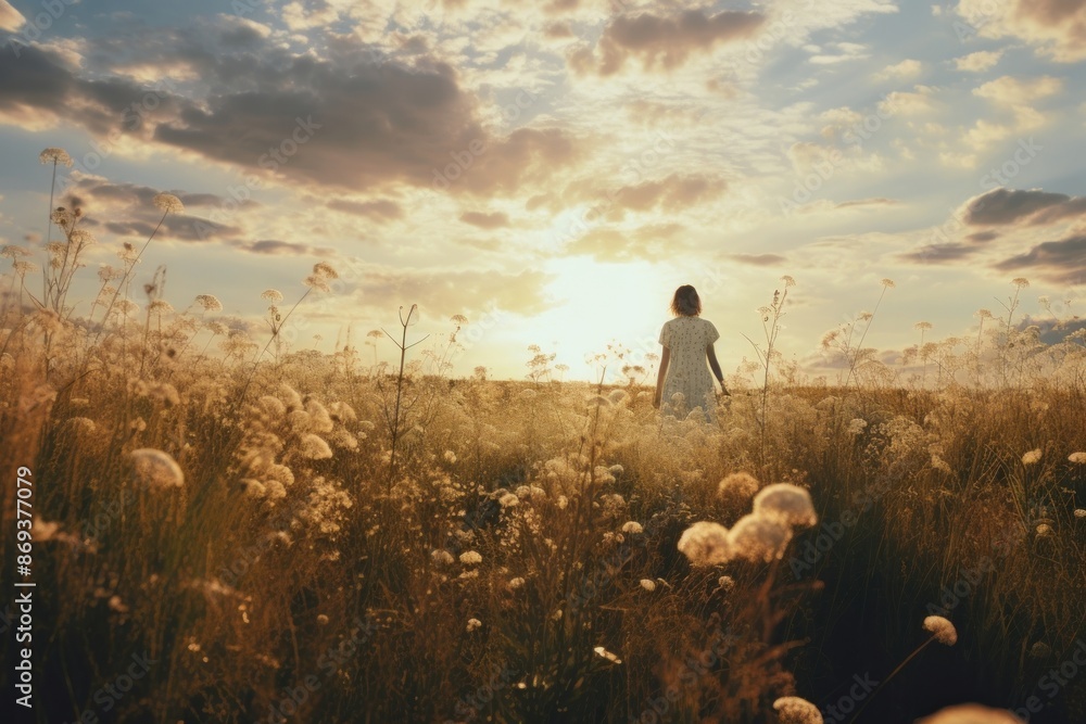Obraz premium Meadow landscape grassland sunlight. 