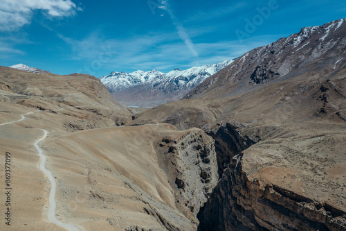 Aerial view of the Chicham Bridge, Himachal Pradesh, India. photo