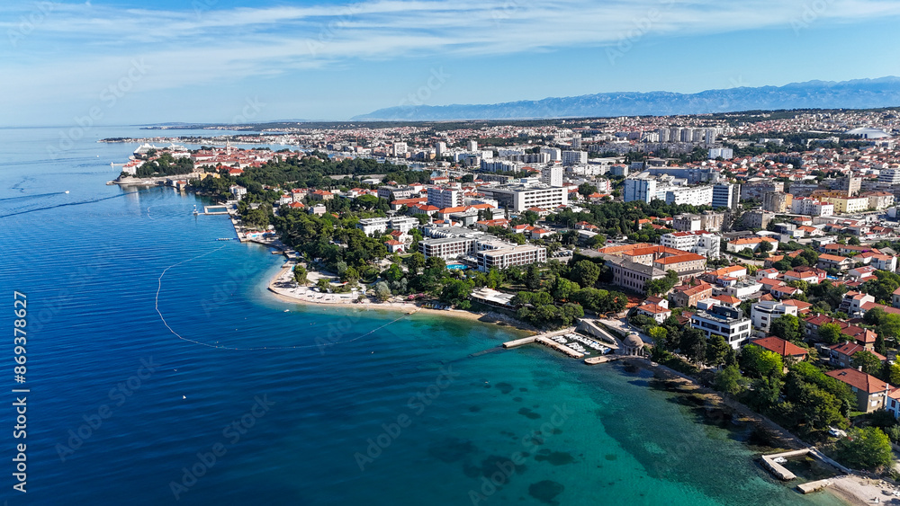 Naklejka premium croatia makarska drone aerial city balkans adriatic
