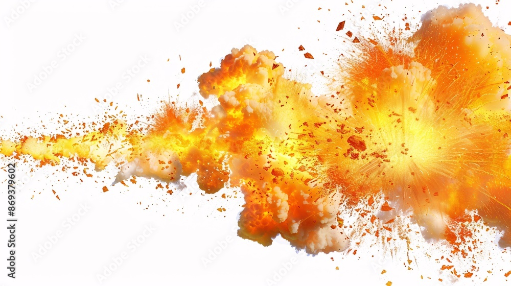 Fiery explosion border with dynamic elements on white. Fiery explosion border with dynamic elements on white.