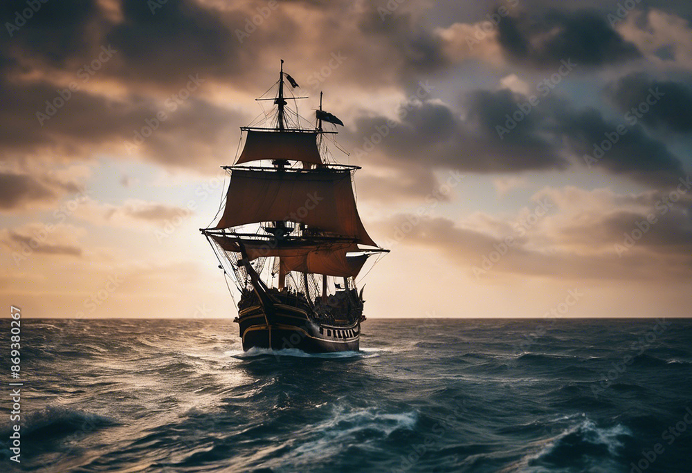 Obraz premium An old sailing ship at sea