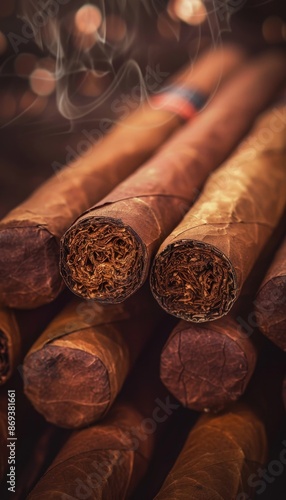 Wallpaper Mural Luxurious cuban cigars close up  aesthetic arrangement in high quality realistic photography Torontodigital.ca