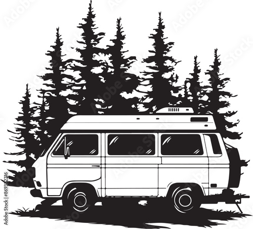 camping van RV vehicle silhouette vector