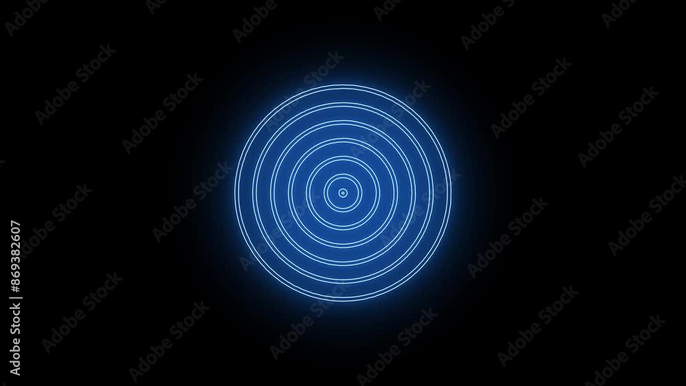 Neon radio wave signal animation on black background Neon radio wave signal animation on black background