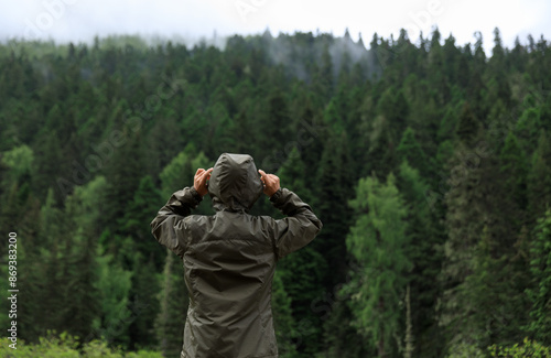 Wallpaper Mural Woman enjoy the forest in summer high altitude mountains Torontodigital.ca