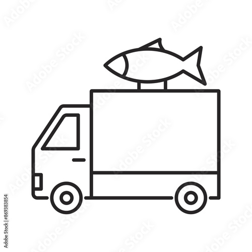 Street food truck line icon. Trade van. Mobile cafe car. Transport to cook and sell meals line icon