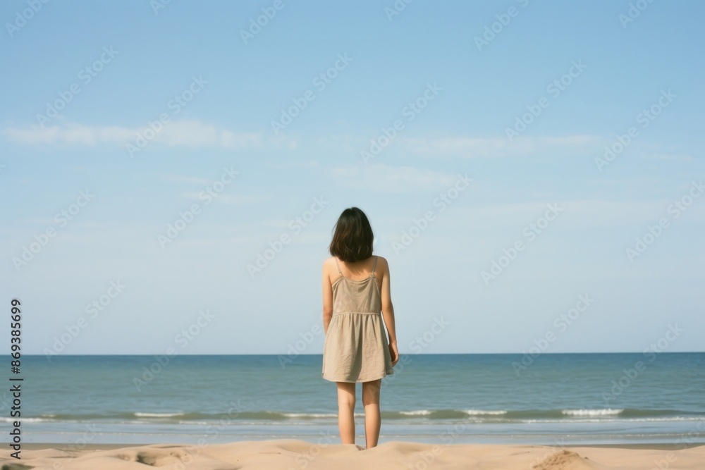 Beach standing outdoors horizon. Beach standing outdoors horizon.