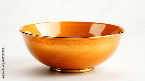 Empty crockery gold bowl isolated on white background