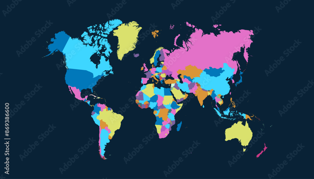 Obraz premium World map. Modern color vector map. Silhouette map.