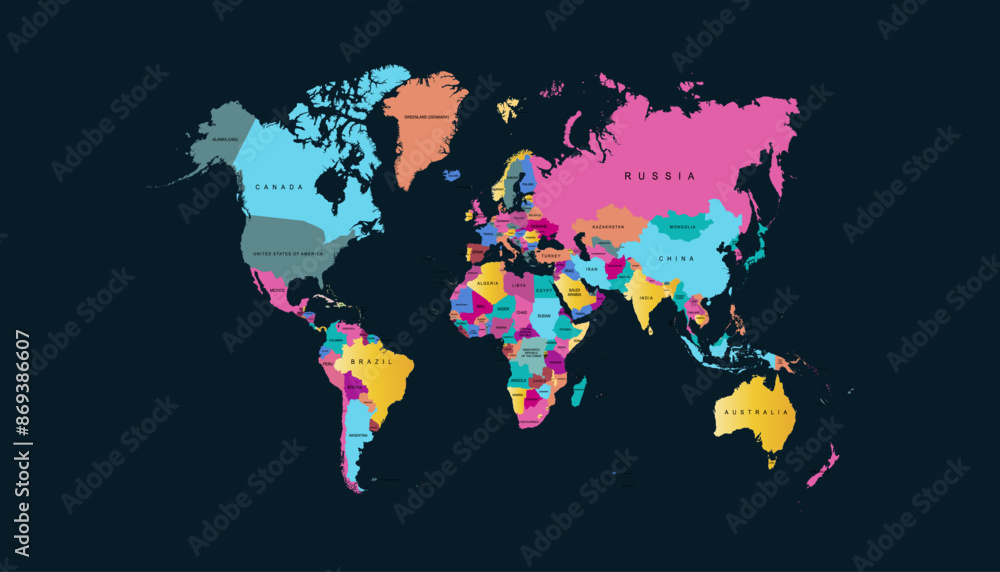 Obraz premium World map. Modern color vector map. Silhouette map.