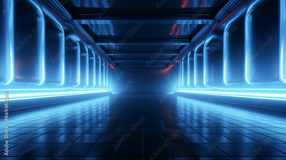 Empty hallway blue background Empty hallway blue background