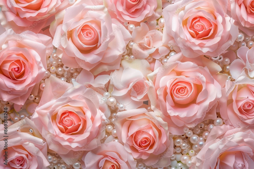 romantic pink rose flowers with pearls valentines or wedding background romantic pink rose flowers with pearls valentines or wedding background