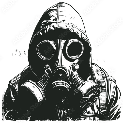 Man in gas mask, vector