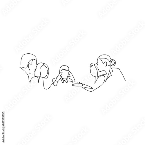 Coworkers drawn in line art style