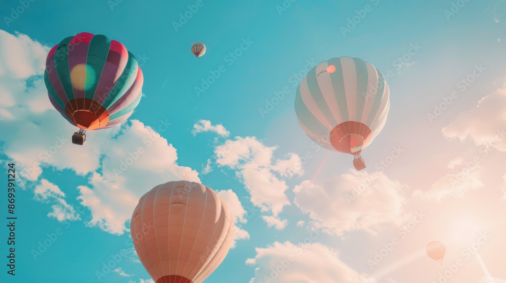 Obraz premium Colorful hot air balloons in a bright sky
