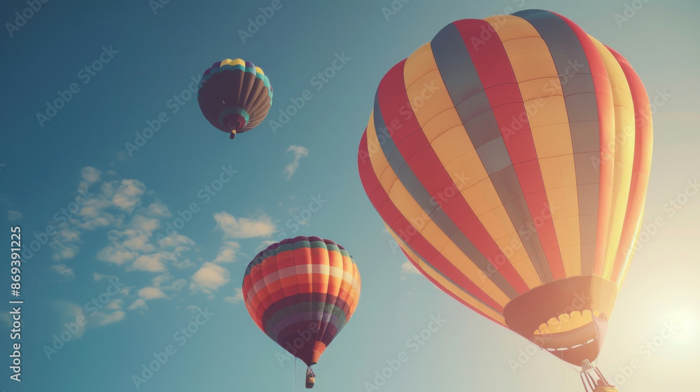 Obraz premium Colorful hot air balloons in a bright sky
